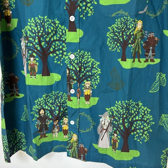 BoxLunch The Lord of the Rings Character Portraits Allover Print Button Up Large - Picture 5 of 13